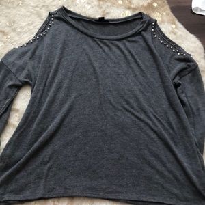 Grey cold shoulder sweater